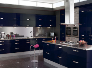 Beautiful-Blue-Kitchen-With-Blue-Kitchen-Clock